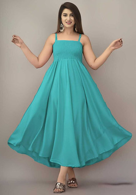 kair Women Fit and Flare Green Maxi/Full Length Dress