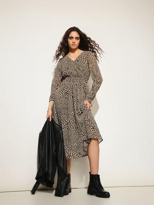 ONLY Women Fit and Flare Black Midi/Calf Length Dress