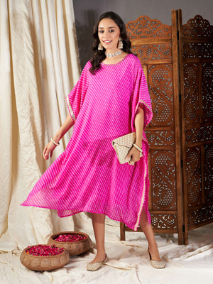 Shae by SASSAFRAS Women Kaftan Pink Midi/Calf Length Dress