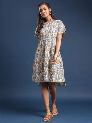 Taavi Women High Low Beige Knee Length Dress