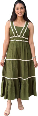Dharmaj Creation Women Ethnic Dress Green Knee Length Dress