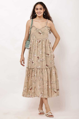 mahi angle fashion Women A-line Brown Knee Length Dress