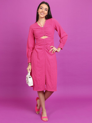Tokyo Talkies Women Sheath Pink Knee Length Dress