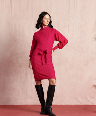 all about you Women Gathered Pink Knee Length Dress