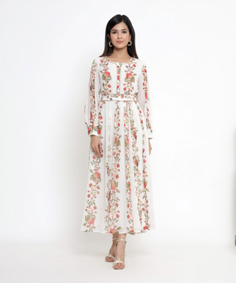 Juniper Women Fit and Flare Beige Maxi/Full Length Dress