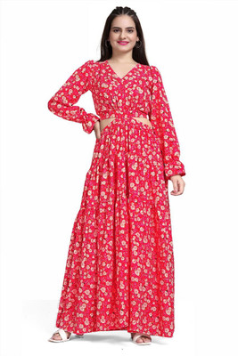 SHREE SHUBH ENTERPRISE Women Maxi Red Full Length Dress
