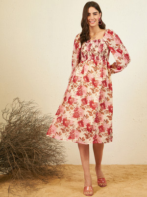 RARE Women A-line Multicolor Midi/Calf Length Dress