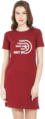 HouseOfCommon Women T Shirt Red Above Knee/Mid Thigh Length Dress
