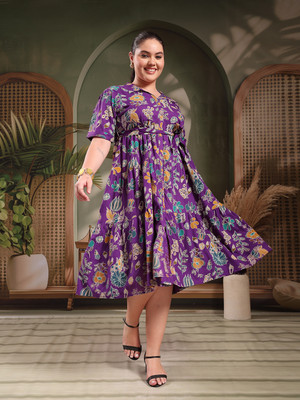 Little More By Stylum Women Tiered Multicolor Maxi/Full Length Dress