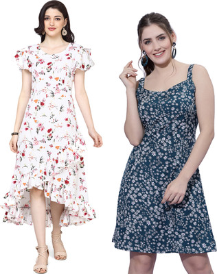 Oomph! Women High Low Multicolor Midi/Calf Length Dress