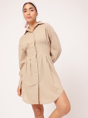 Dressberry Women Shirt Beige Dress