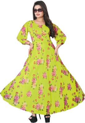 HSFS Women A-line Green Dress