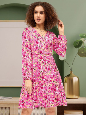 Dressberry Women Wrap Pink Above Knee/Mid Thigh Length Dress