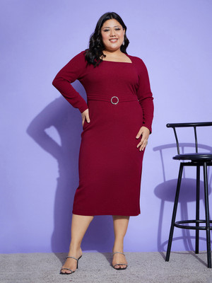 SASSAFRAS Curve Women Tube Purple Knee Length Dress