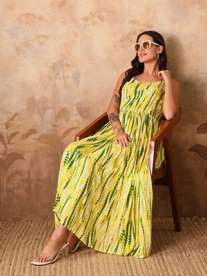 METRONAUT Women A-line Green Midi/Calf Length Dress