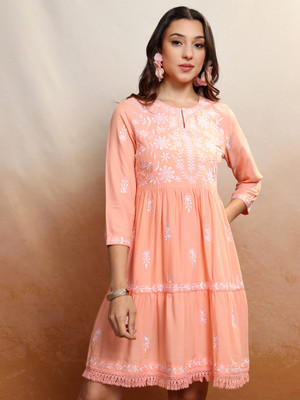 Vishudh Women A-line Orange Mini/Short Dress