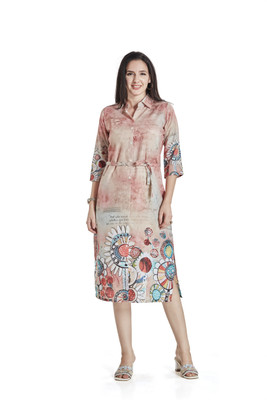 Nioni Women Shirt Multicolor Below Knee Dress
