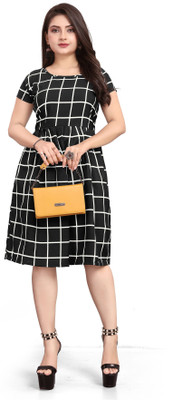 HOUSE OFF COMMON Women A-line Light Blue Knee Length Dress