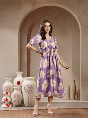 Stylum Women Ethnic Dress Purple Maxi/Full Length Dress