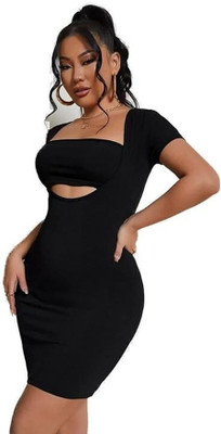 ladik way Women Maxi Black Full Length Dress