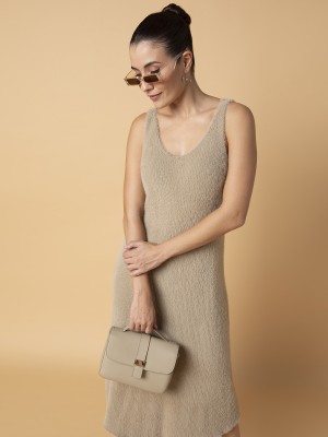 Showoff Women A-line Beige Dress