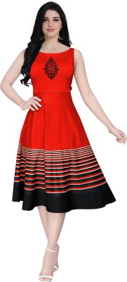 Textile Fab Women A-line Multicolor Dress