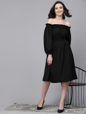 Style Quotient Women Fit and Flare Black Dress