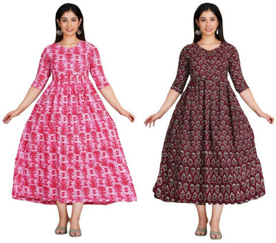 Moda Rapido Women Fit and Flare Multicolor Midi/Calf Length Dress