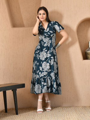 SB FITLINE Women A-line Grey Maxi/Full Length Dress