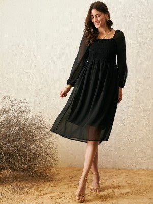 RARE Women A-line Black Dress