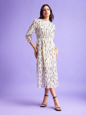 Fable Street Women A-line Multicolor Midi/Calf Length Dress