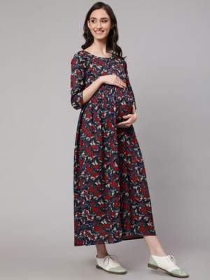mahira Women Printed Anarkali Kurta(Blue)