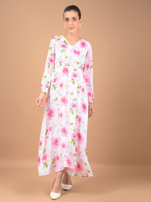 CRIMSOUNE CLUB Women Maxi Pink Full Length Dress