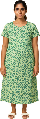Putchi Women Fit and Flare Green Maxi/Full Length Dress