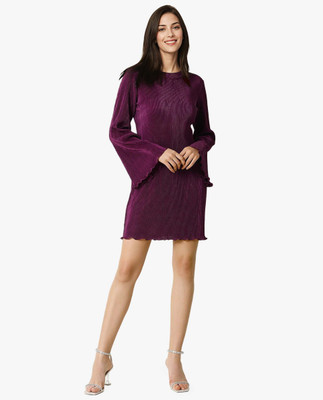 RAREISM Women A-line Maroon Knee Length Dress