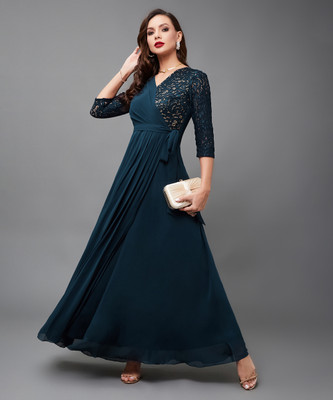 Miss Chase Women Wrap Green Maxi/Full Length Dress