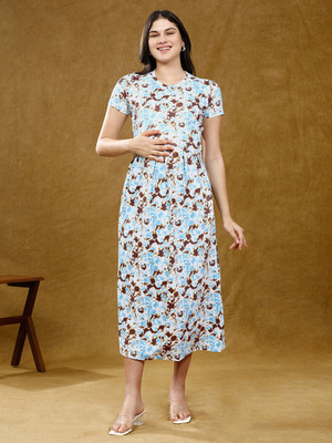 True Shape Women A-line Brown Midi/Calf Length Dress
