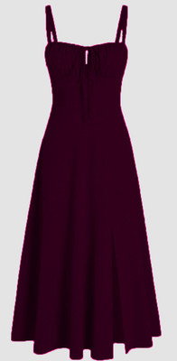 Traquila Women Fit and Flare Purple Knee Length Dress