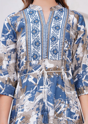 JC4U Women Fit and Flare Blue Midi/Calf Length Dress