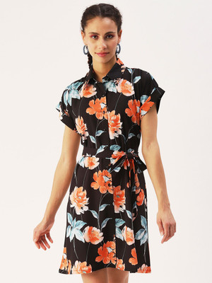 Dressberry Women Shirt Black Above Knee/Mid Thigh Length Dress