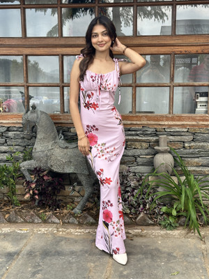 TANDUL Women Bodycon Pink Maxi/Full Length Dress