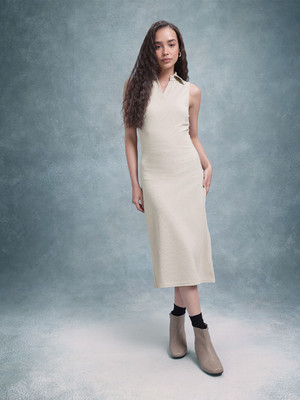 Roadster Women A-line White Midi/Calf Length Dress