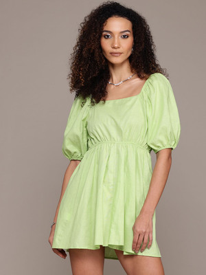 bebe Women A-line Green Mini/Short Dress