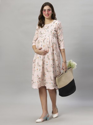 mamma's maternity Women Fit and Flare Pink Dress