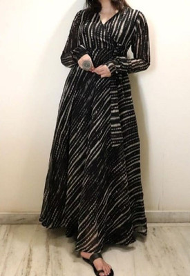 Fashion2wear Women Gown Black Maxi/Full Length Dress