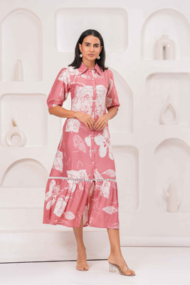 Jyoti Women Shirt Pink Midi/Calf Length Dress