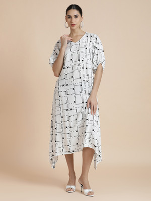 Black & Blah Blah Women A-line White Midi/Calf Length Dress