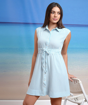 Tokyo Talkies Women A-line Blue Mini/Short Dress
