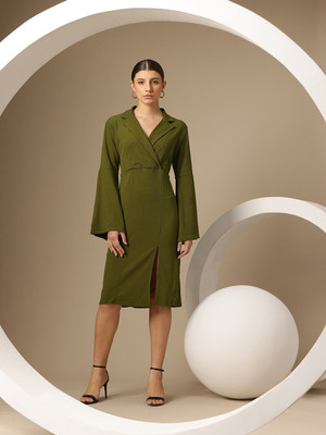 CHEMISTRY Women Bodycon Green Below Knee Dress