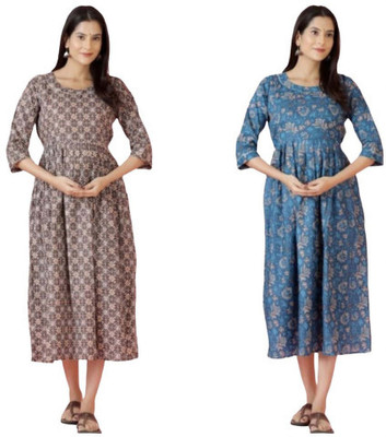 Moda Rapido Women Fit and Flare Multicolor Midi/Calf Length Dress